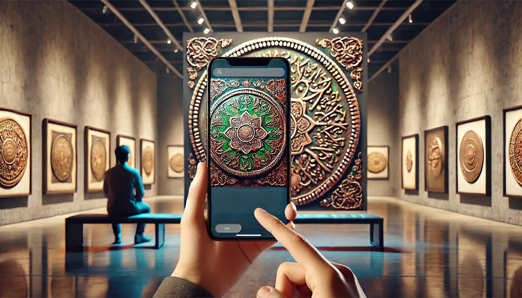 A person holding a smartphone and viewing an NFT based on a historical Pakistani coin.