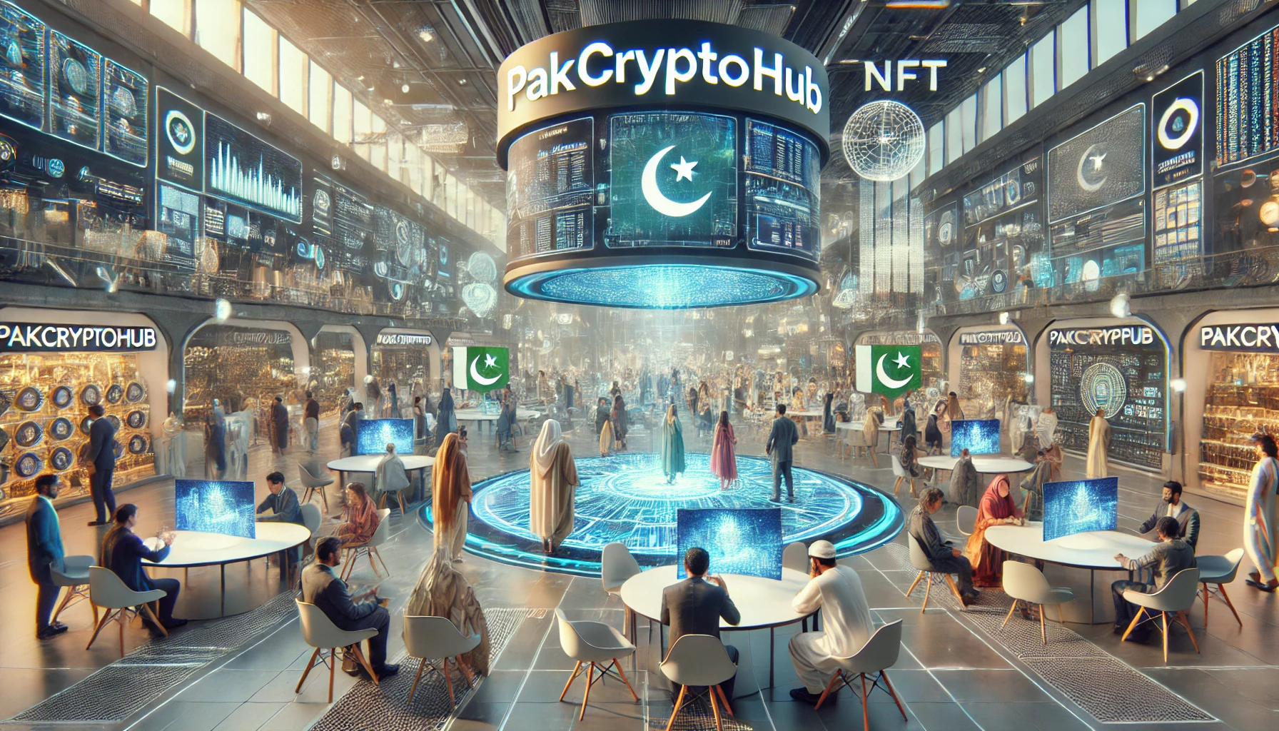 A modern, interactive NFT marketplace representing PakCryptoHub in Pakistan.